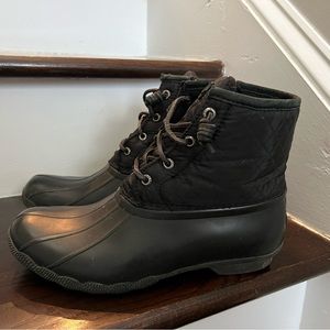 Black sperry rubber boots size 8